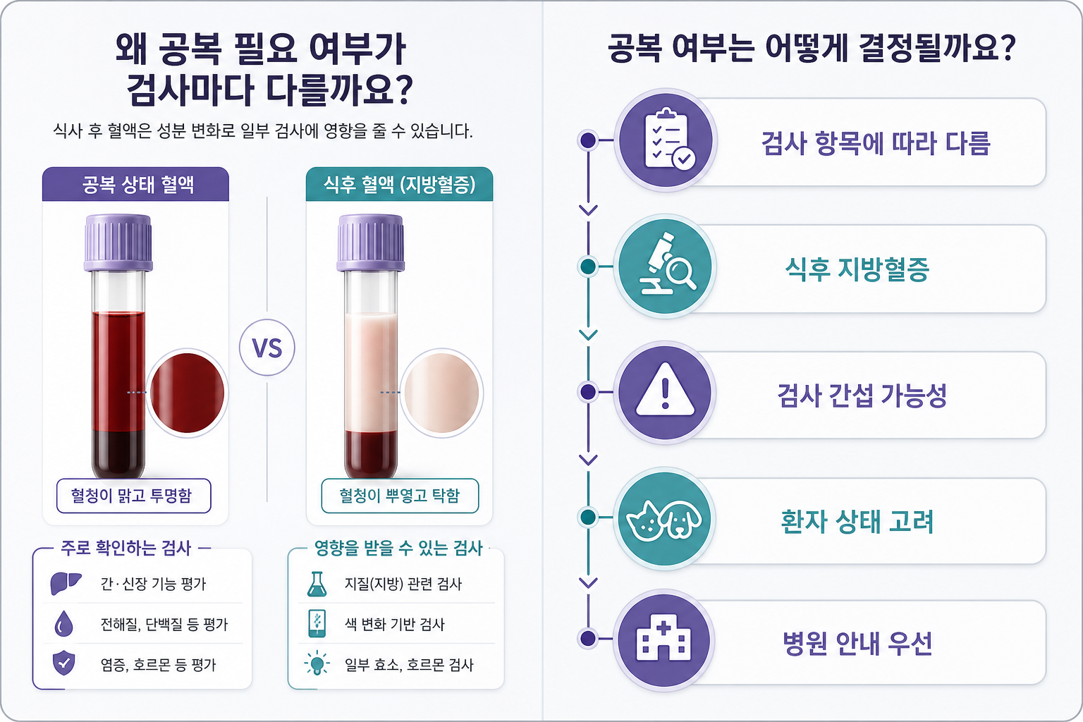 식후 지방혈증과 검사 항목·환자 상태에 따른 금식 결정 과정