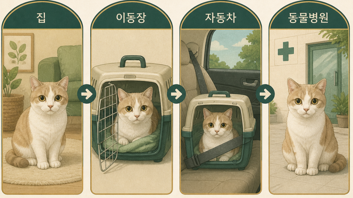 집에서 동물병원까지 고양이가 겪는 환경 변화 4단계